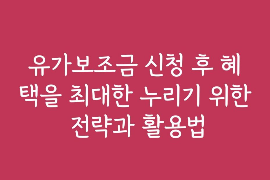 유가보조금 신청 후 혜택을 최대한 누리기 위한 전략과 활용법