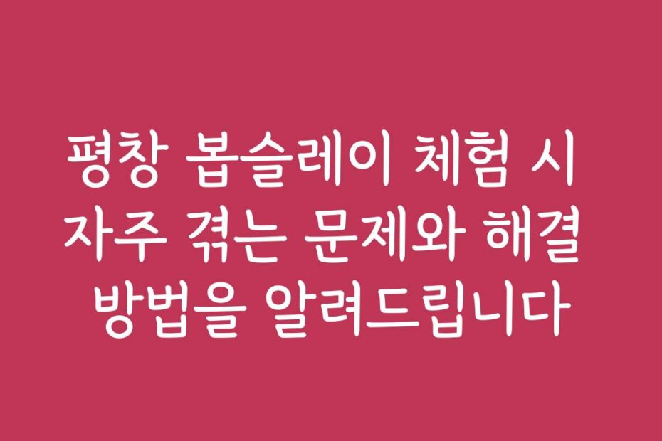평창 봅슬레이 체험 시 자주 겪는 문제와 해결 방법을 알려드립니다