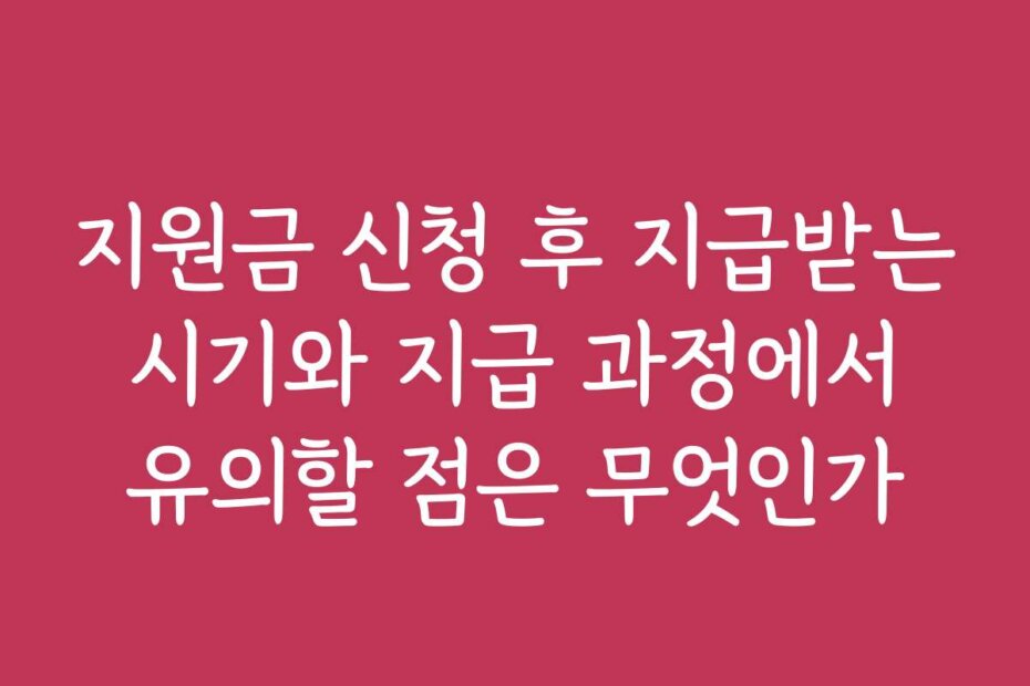 지원금 신청 후 지급받는 시기와 지급 과정에서 유의할 점은 무엇인가