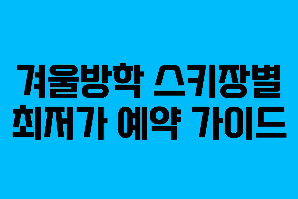 겨울방학 스키장별 최저가 예약 가이드