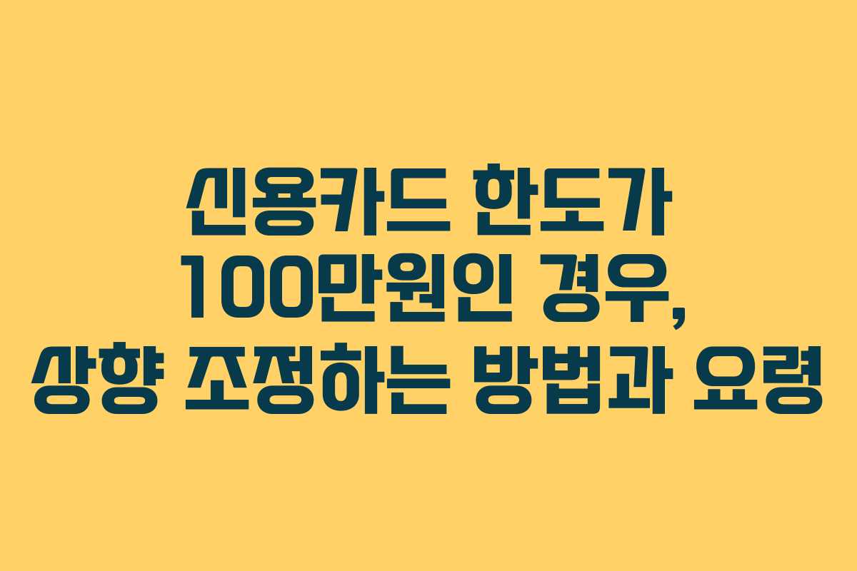 신용카드 한도가 100만원인 경우, 상향 조정하는 방법과 요령