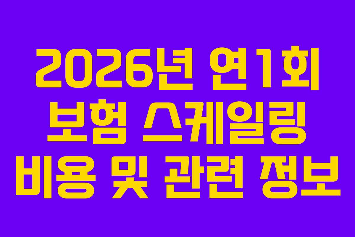 2026년 연1회 보험 스케일링 비용 및 관련 정보