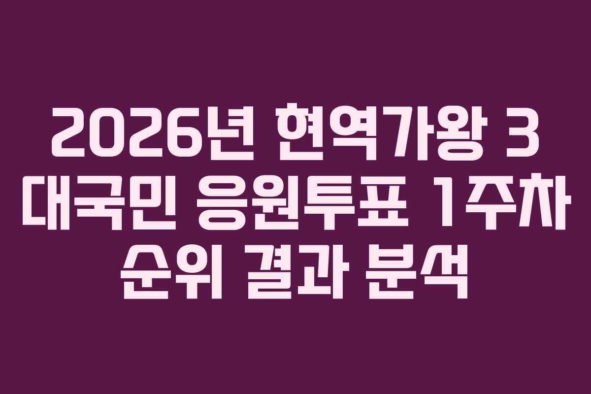 2026년 현역가왕 3 대국민 응원투표 1주차 순위 결과 분석
