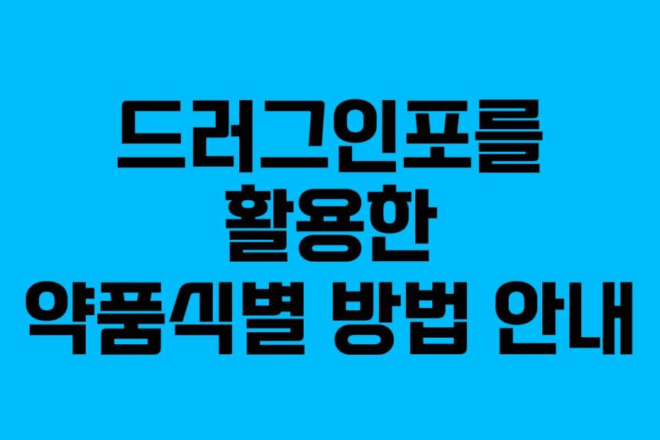 드러그인포를 활용한 약품식별 방법 안내