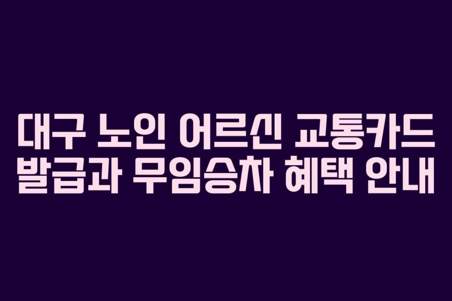대구 노인 어르신 교통카드 발급과 무임승차 혜택 안내