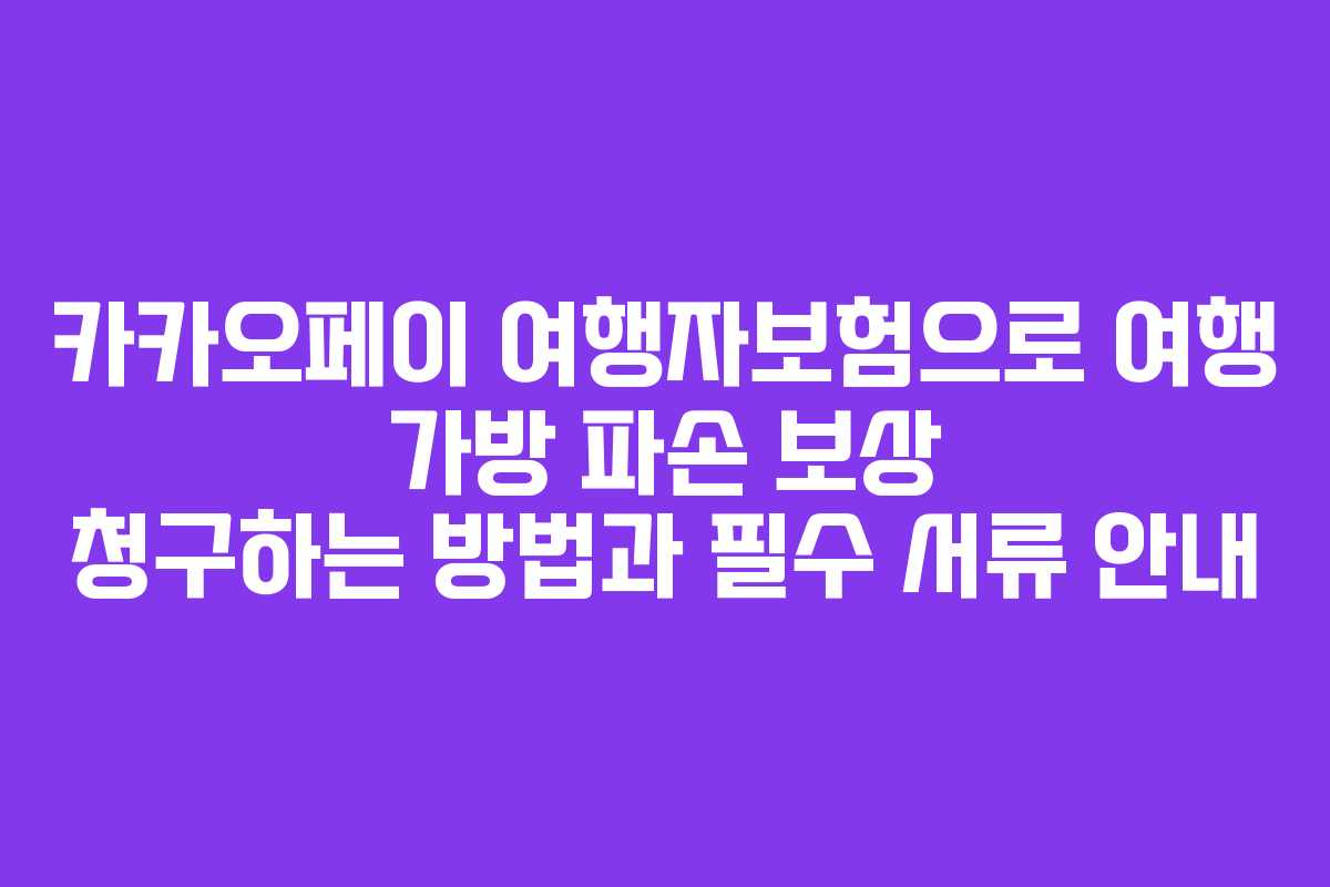 카카오페이 여행자보험으로 여행 가방 파손 보상 청구하는 방법과 필수 서류 안내