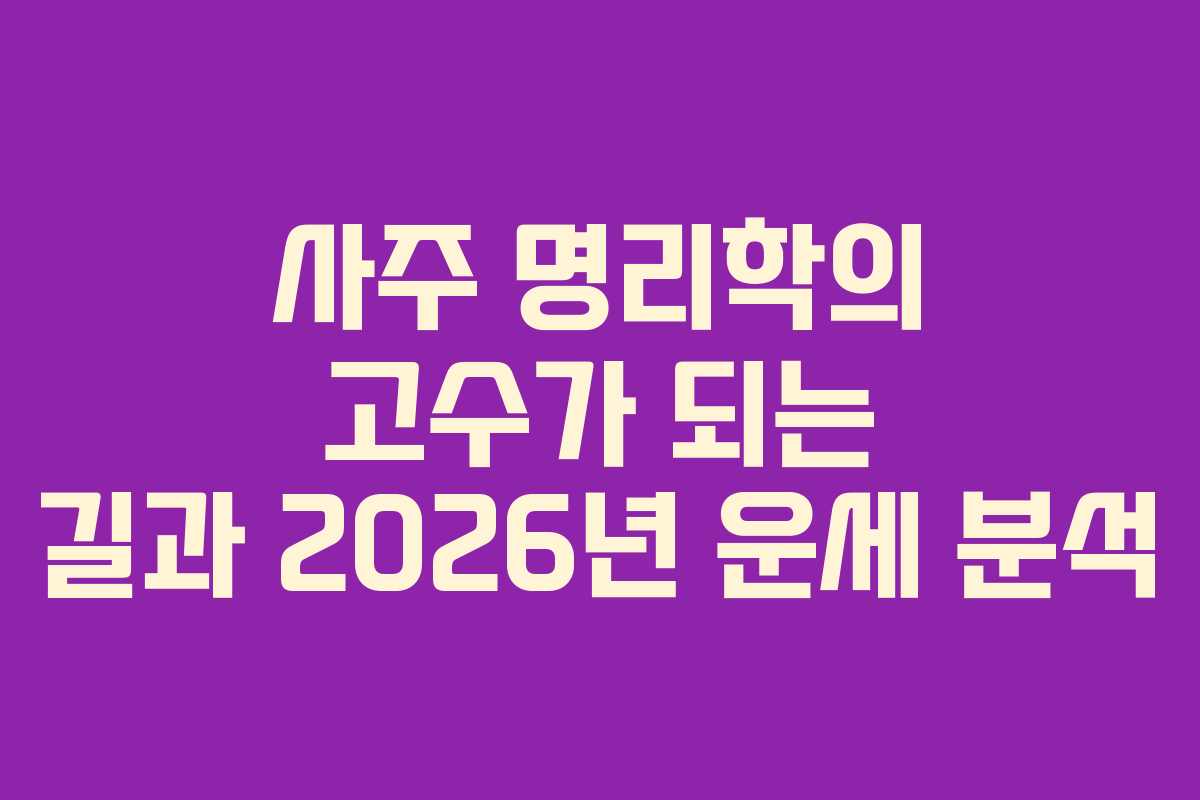 사주 명리학의 고수가 되는 길과 2026년 운세 분석