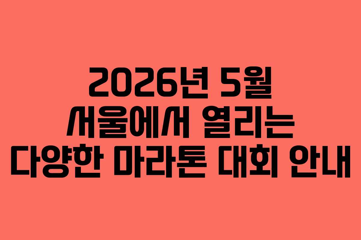 2026년 5월 서울에서 열리는 다양한 마라톤 대회 안내
