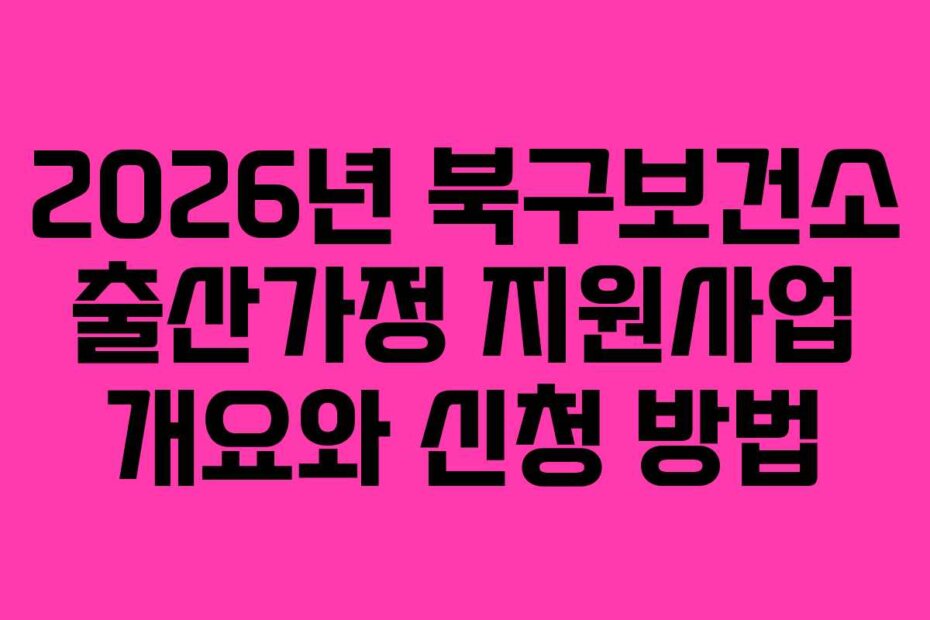 2026년 북구보건소 출산가정 지원사업 개요와 신청 방법