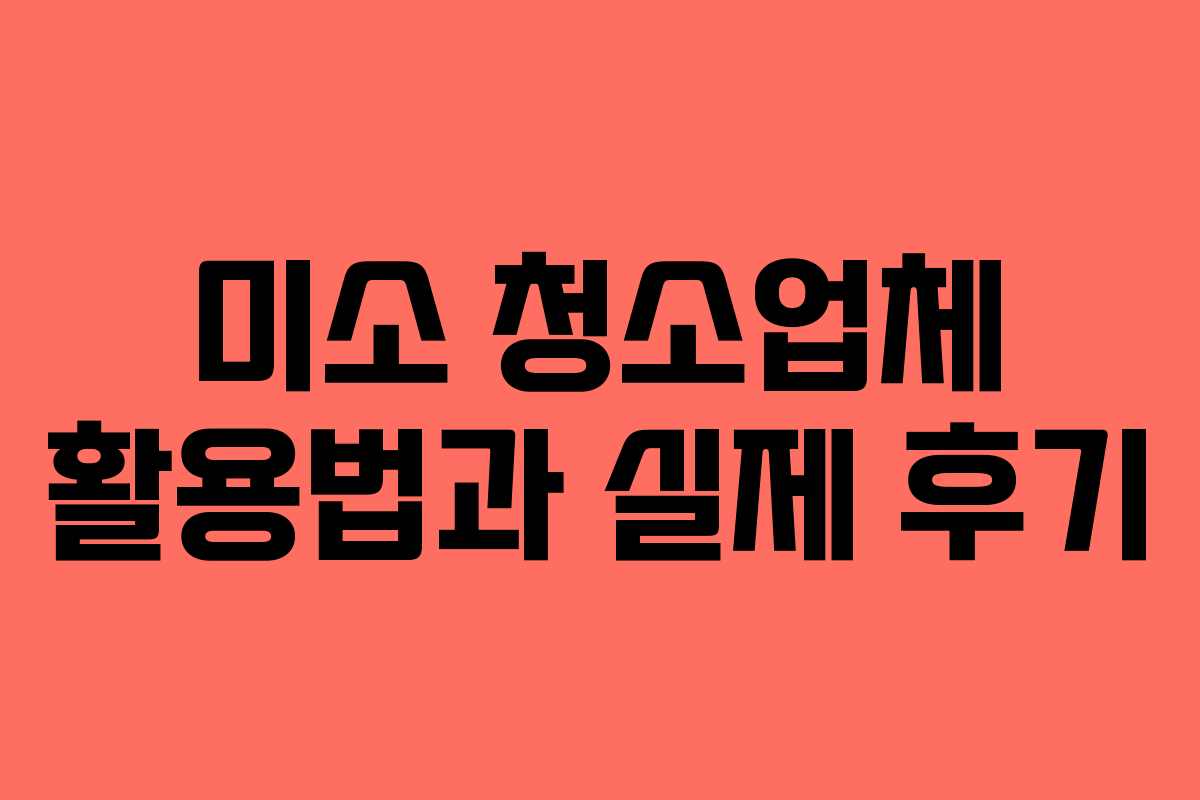미소 청소업체 활용법과 실제 후기