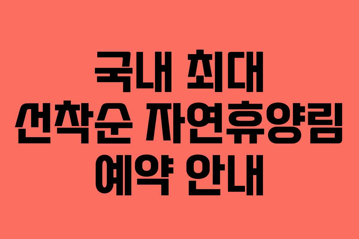 국내 최대 선착순 자연휴양림 예약 안내