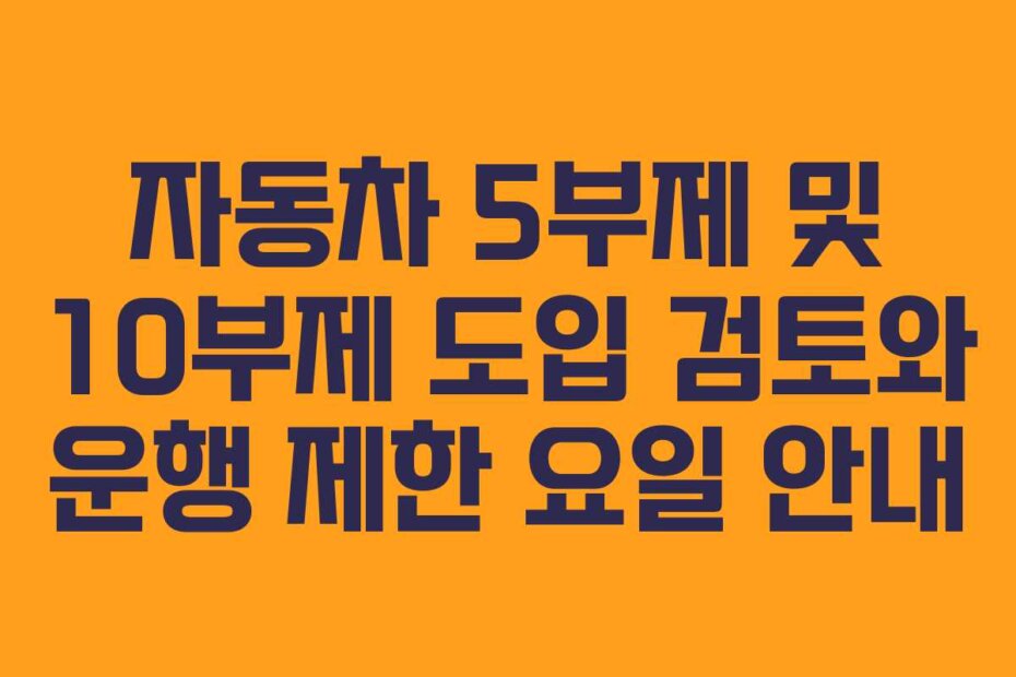 자동차 5부제 및 10부제 도입 검토와 운행 제한 요일 안내