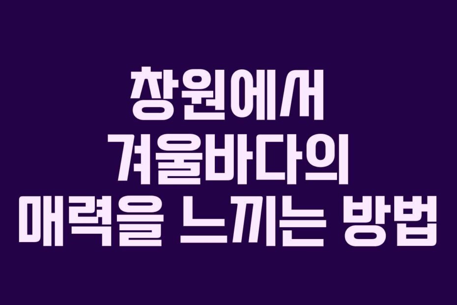 창원에서 겨울바다의 매력을 느끼는 방법