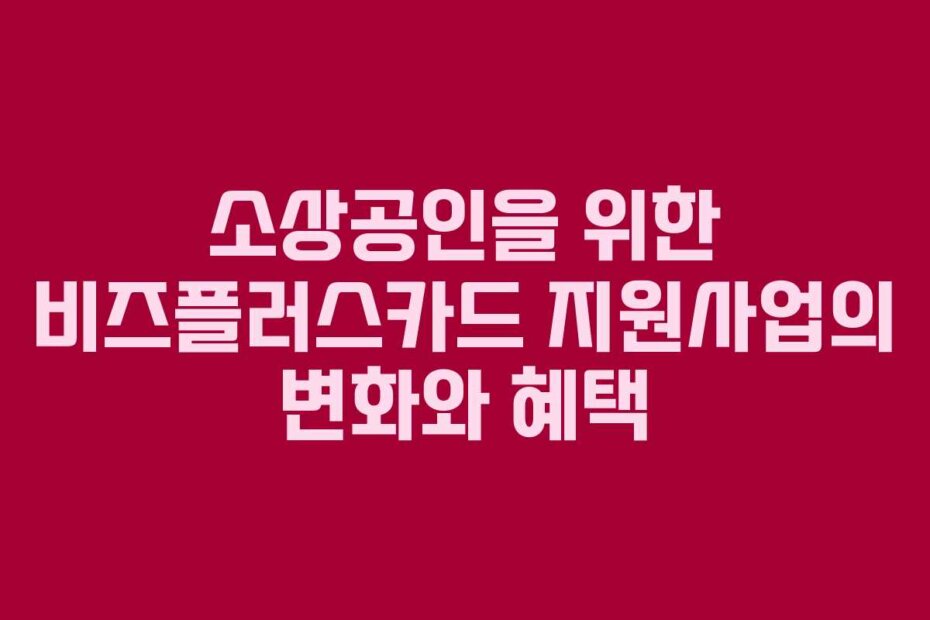 소상공인을 위한 비즈플러스카드 지원사업의 변화와 혜택