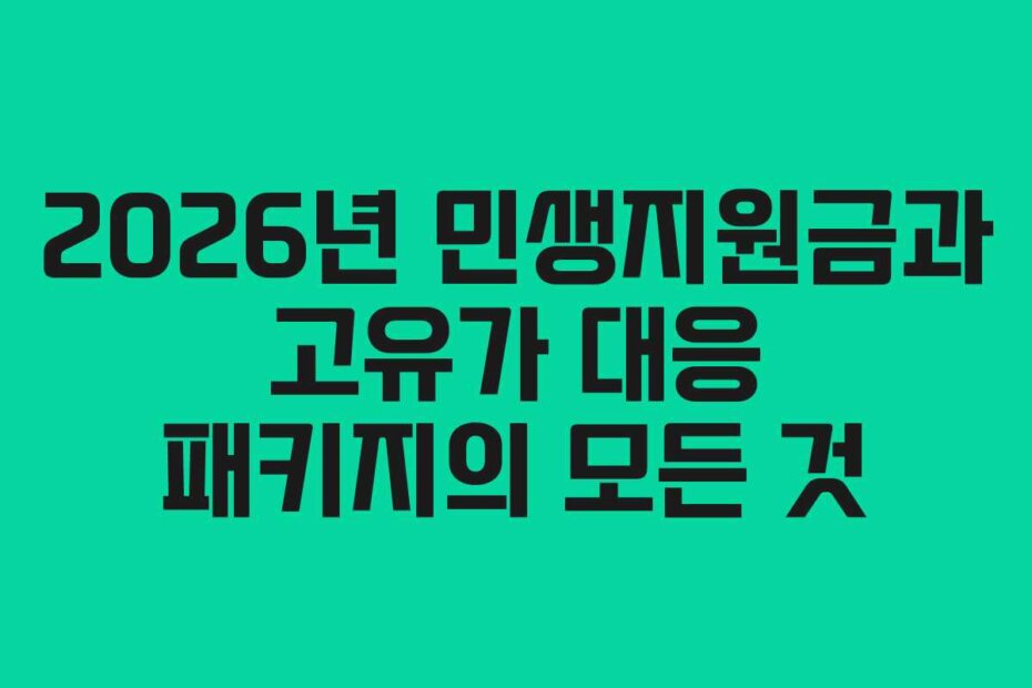 2026년 민생지원금과 고유가 대응 패키지의 모든 것