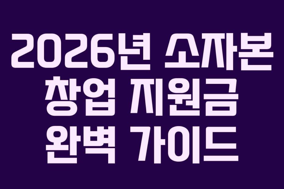 2026년 소자본 창업 지원금 완벽 가이드