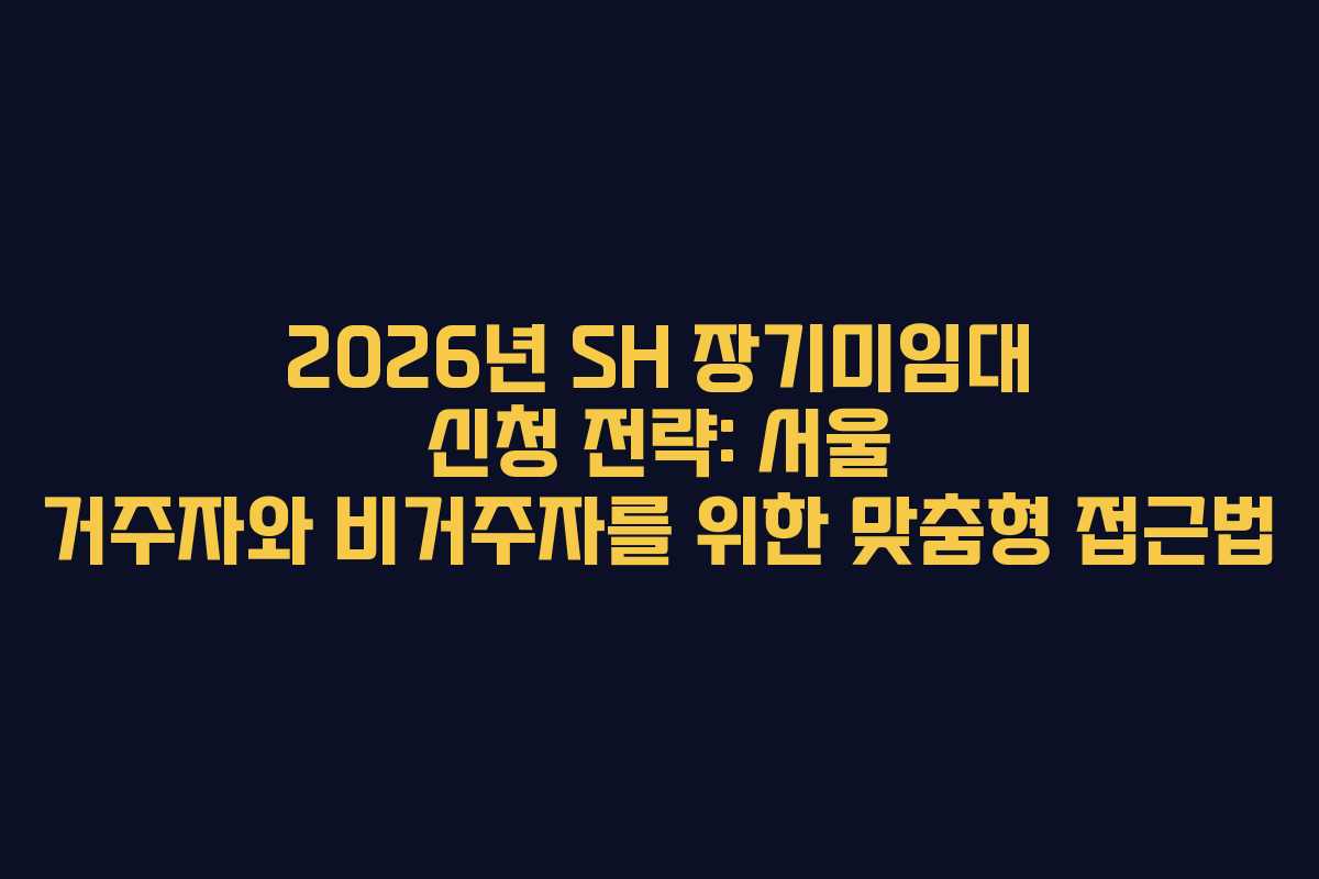 2026년 SH 장기미임대 신청 전략: 서울 거주자와 비거주자를 위한 맞춤형 접근법