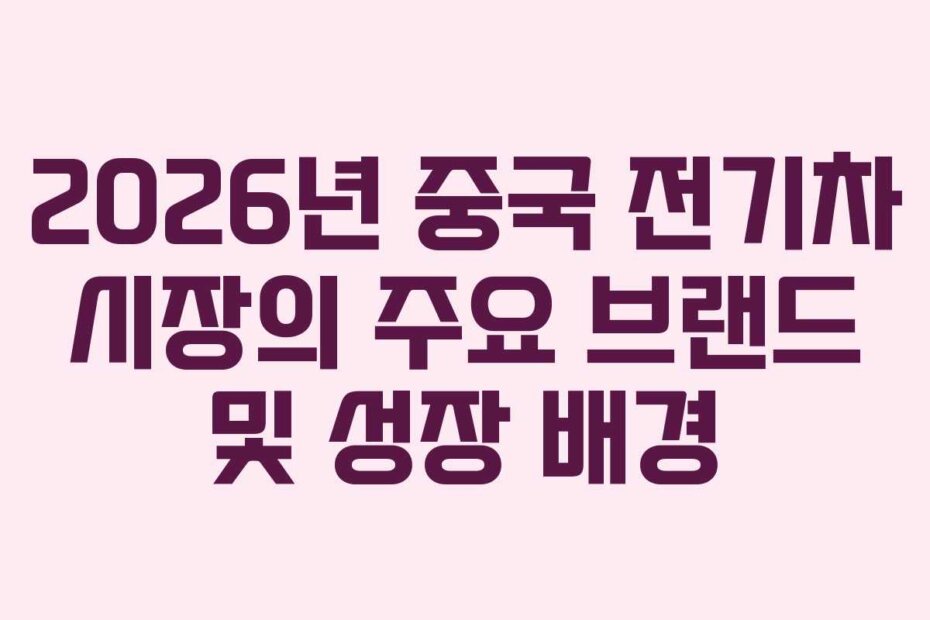 2026년 중국 전기차 시장의 주요 브랜드 및 성장 배경