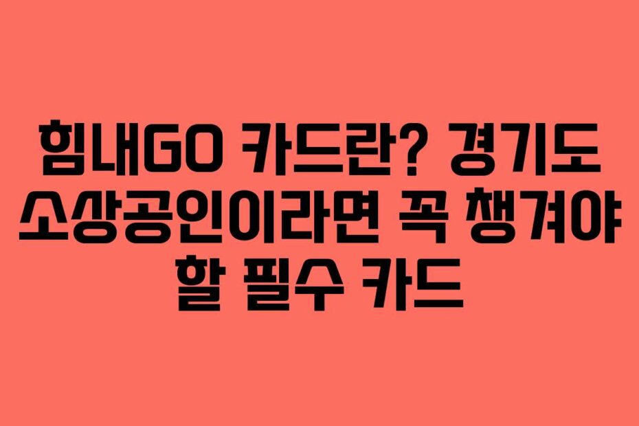 힘내GO 카드란? 경기도 소상공인이라면 꼭 챙겨야 할 필수 카드