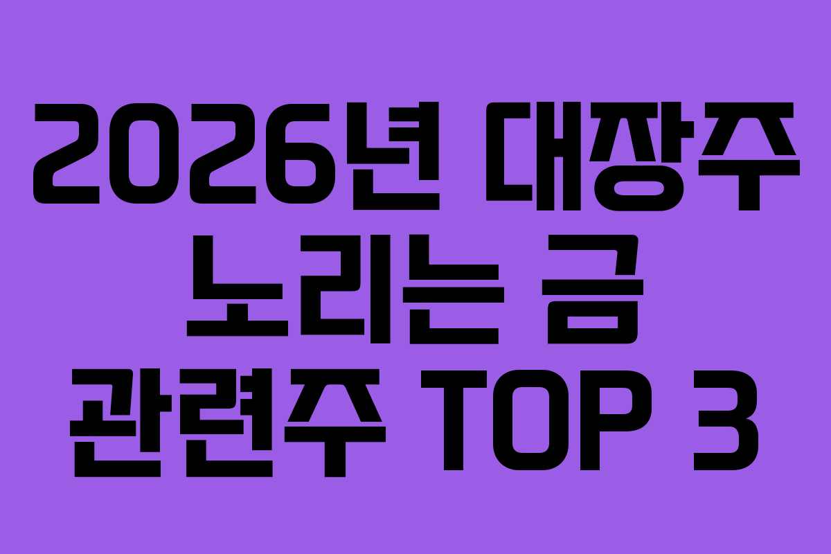 2026년 대장주 노리는 금 관련주 TOP 3