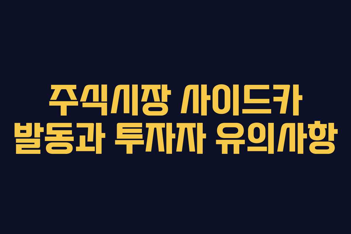 주식시장 사이드카 발동과 투자자 유의사항