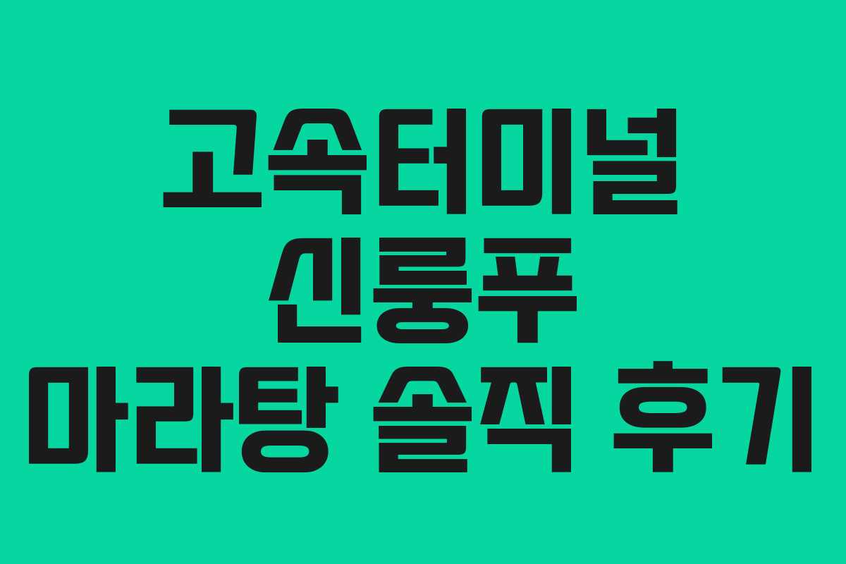 고속터미널 신룽푸 마라탕 솔직 후기