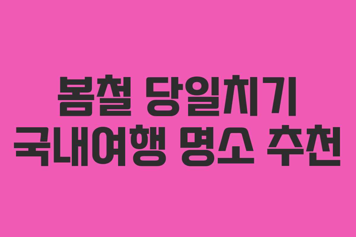 봄철 당일치기 국내여행 명소 추천