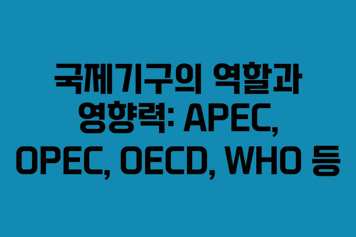 국제기구의 역할과 영향력: APEC, OPEC, OECD, WHO 등