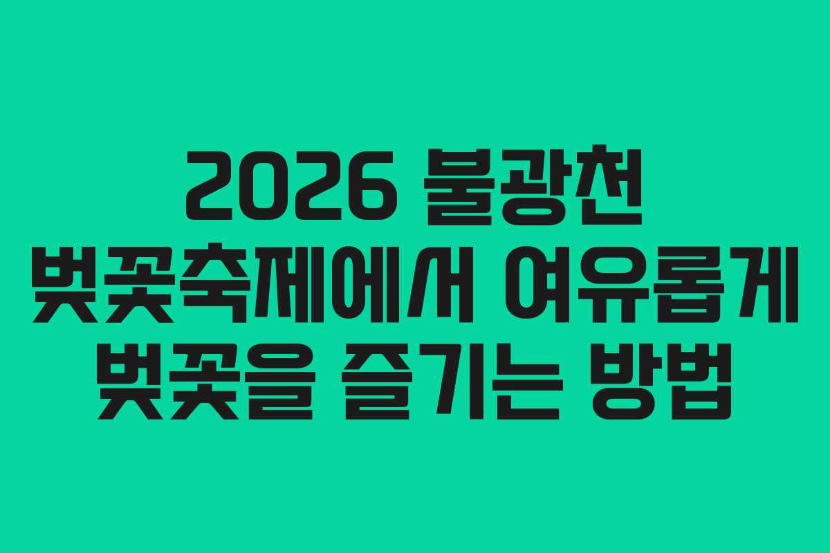 2026 불광천 벚꽃축제에서 여유롭게 벚꽃을 즐기는 방법