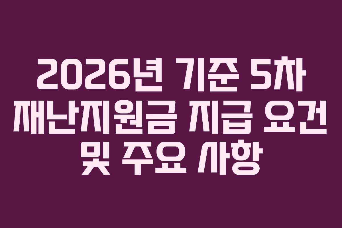 2026년 기준 5차 재난지원금 지급 요건 및 주요 사항