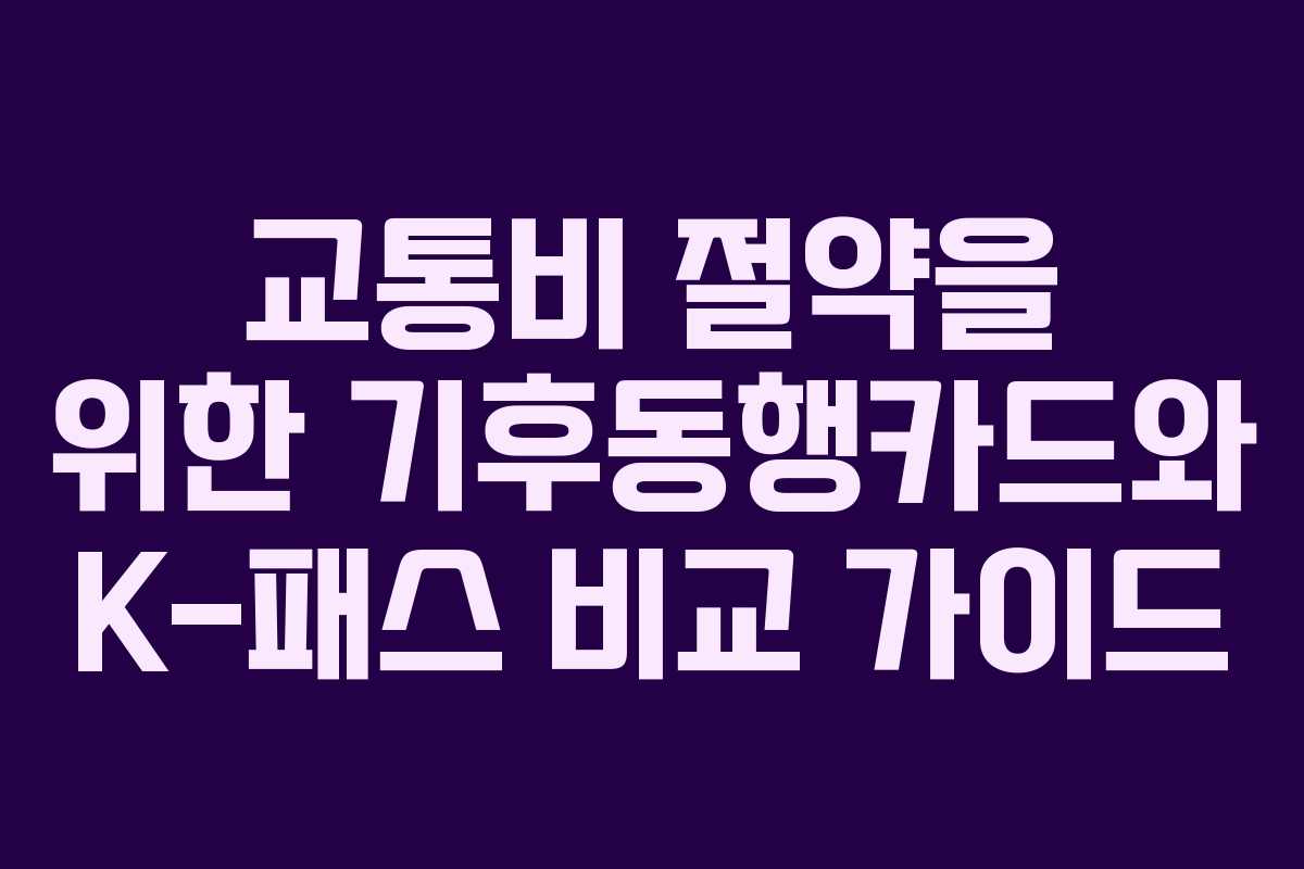 교통비 절약을 위한 기후동행카드와 K-패스 비교 가이드