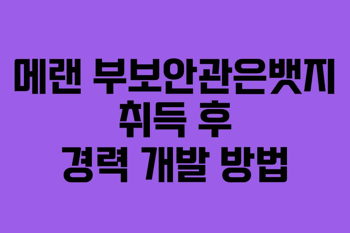 메랜 부보안관은뱃지 취득 후 경력 개발 방법