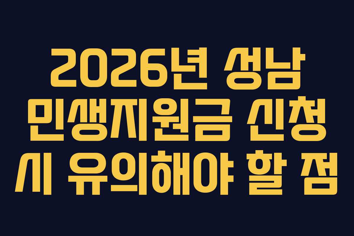 2026년 성남 민생지원금 신청 시 유의해야 할 점