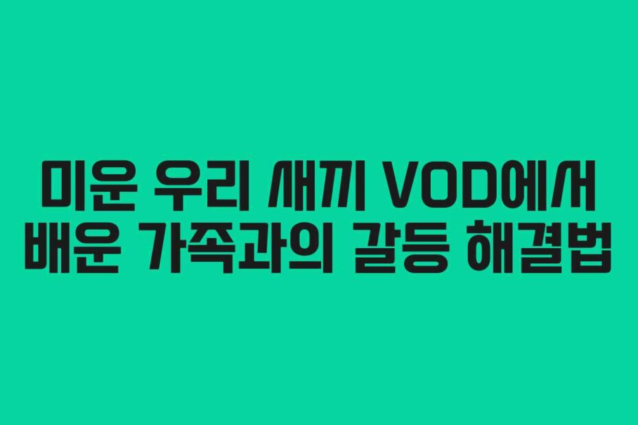 미운 우리 새끼 VOD에서 배운 가족과의 갈등 해결법