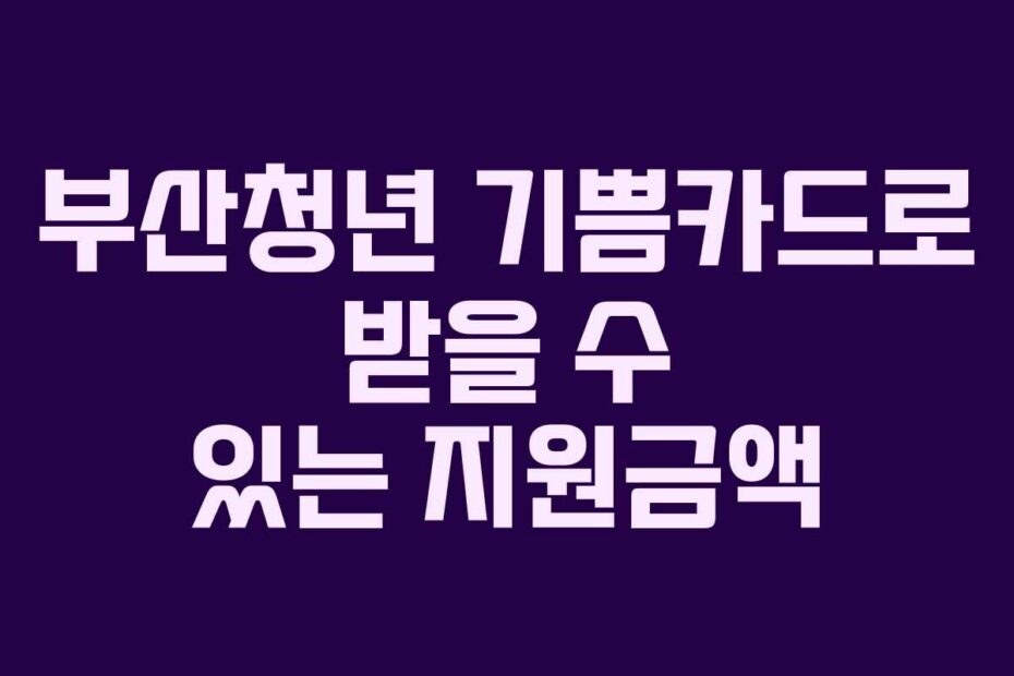부산청년 기쁨카드로 받을 수 있는 지원금액