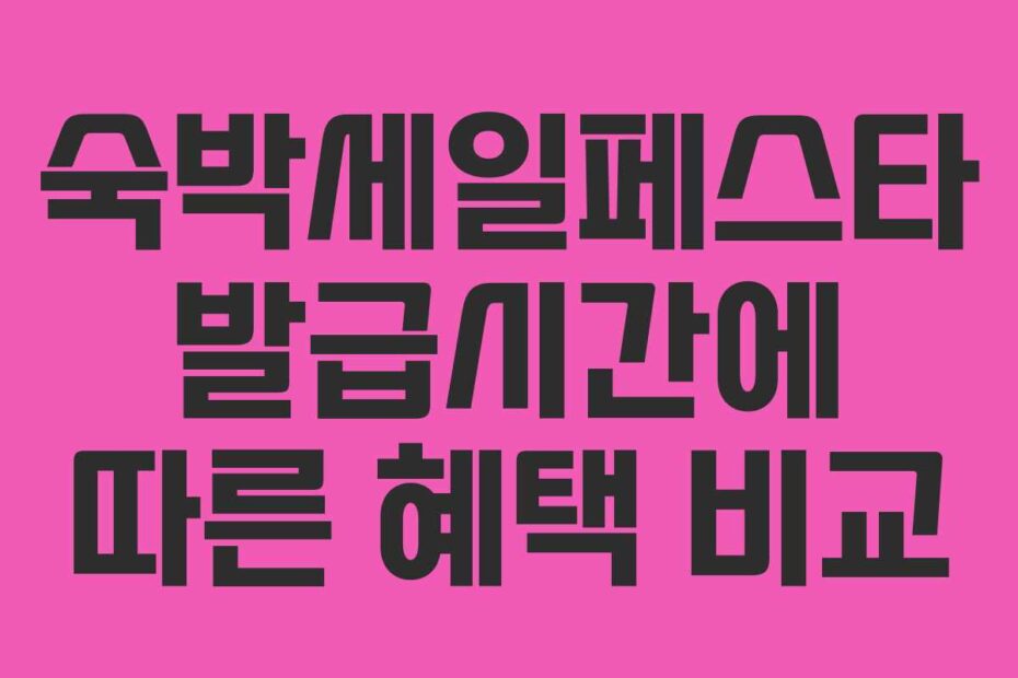숙박세일페스타 발급시간에 따른 혜택 비교