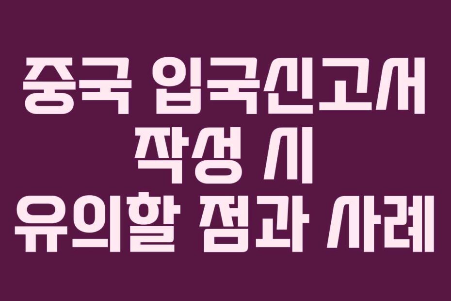 중국 입국신고서 작성 시 유의할 점과 사례