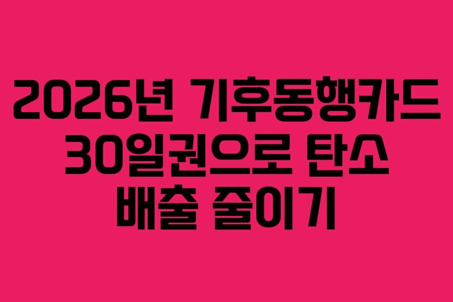 2026년 기후동행카드 30일권으로 탄소 배출 줄이기