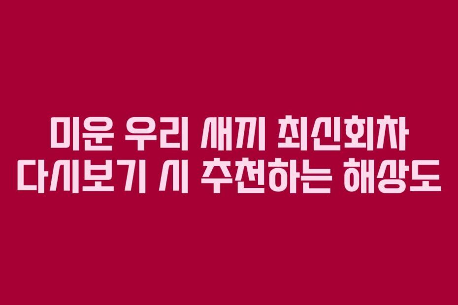 미운 우리 새끼 최신회차 다시보기 시 추천하는 해상도