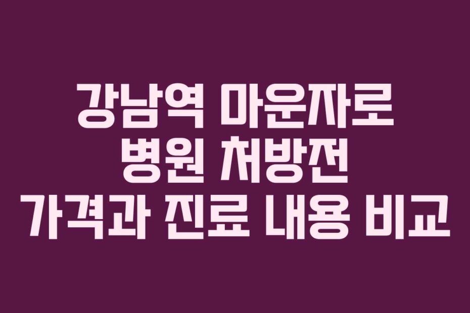 강남역 마운자로 병원 처방전 가격과 진료 내용 비교