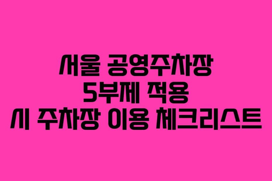서울 공영주차장 5부제 적용 시 주차장 이용 체크리스트