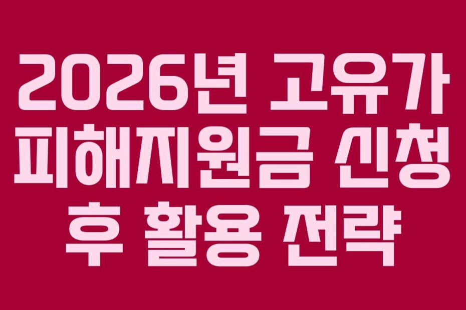 2026년 고유가 피해지원금 신청 후 활용 전략