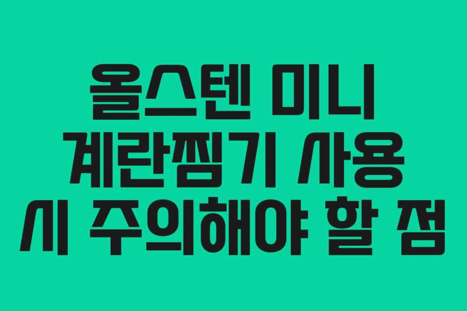 올스텐 미니 계란찜기 사용 시 주의해야 할 점