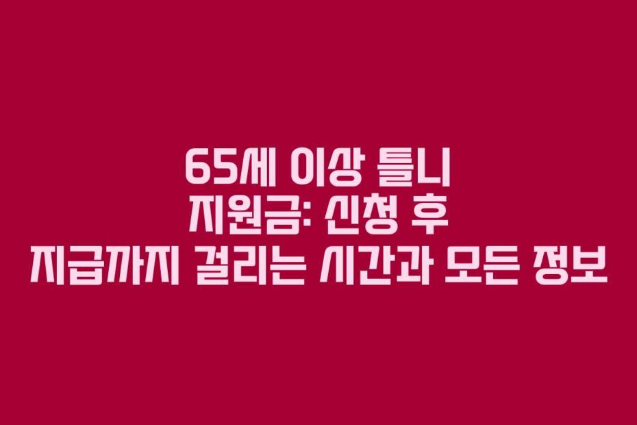 65세 이상 틀니 지원금: 신청 후 지급까지 걸리는 시간과 모든 정보