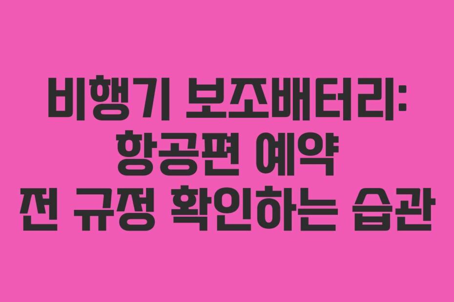 비행기 보조배터리: 항공편 예약 전 규정 확인하는 습관