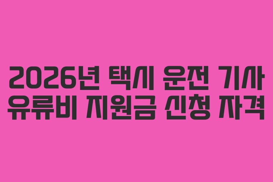 2026년 택시 운전 기사 유류비 지원금 신청 자격