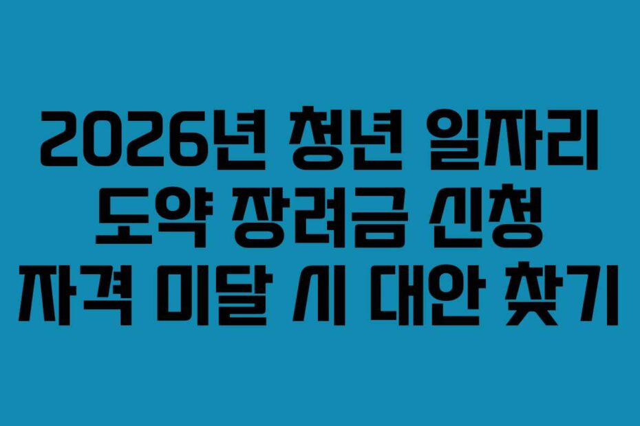 2026년 청년 일자리 도약 장려금 신청 자격 미달 시 대안 찾기