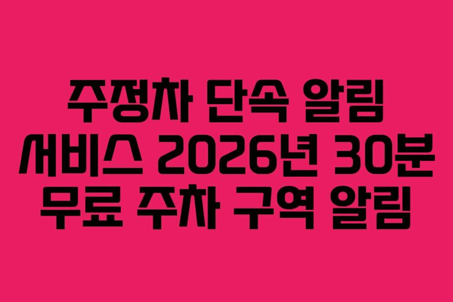 주정차 단속 알림 서비스 2026년 30분 무료 주차 구역 알림