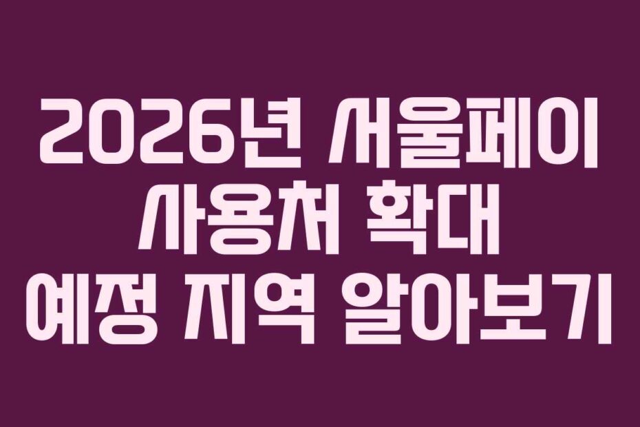 2026년 서울페이 사용처 확대 예정 지역 알아보기