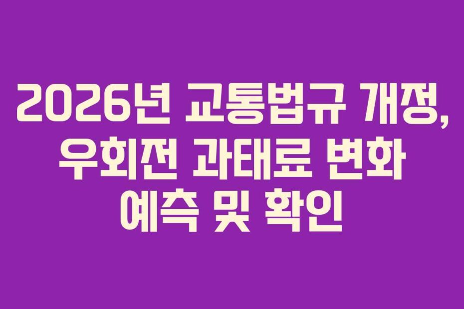 2026년 교통법규 개정, 우회전 과태료 변화 예측 및 확인